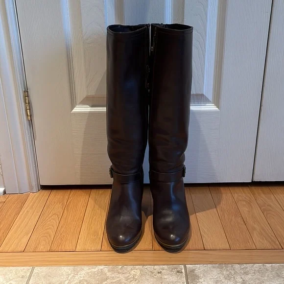 Fabianelli Italian Crafted Leather Knee High Heeled Boots Size 38 - Picture 3 of 11